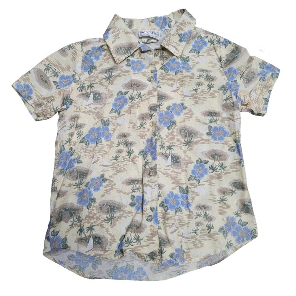Vintage 1990s Bonkers Clothing Co. tropical Hawaiian luau shirt
